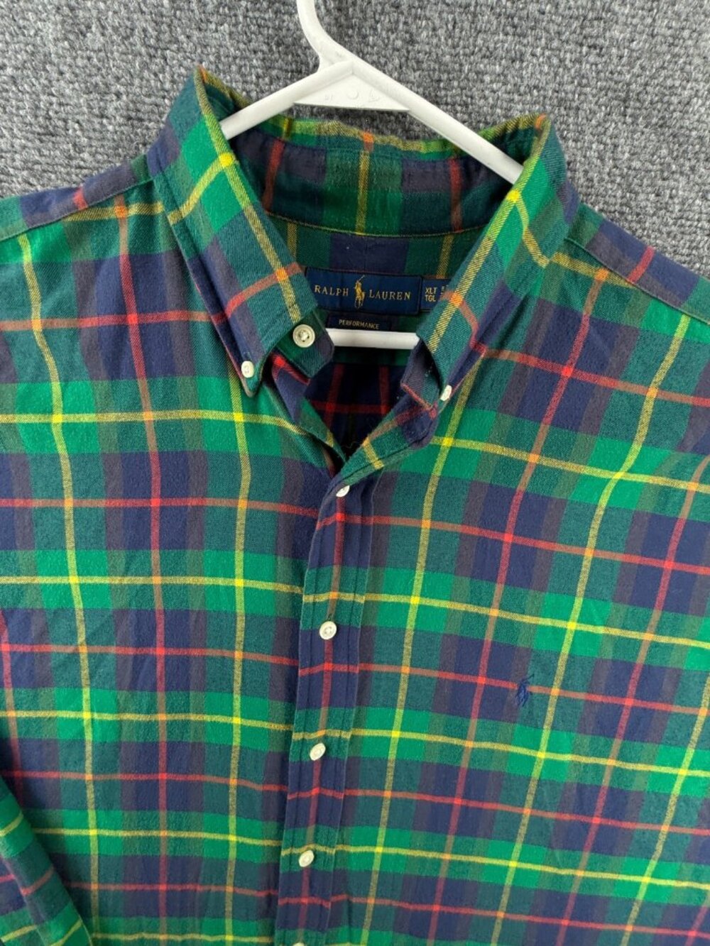 Ralph Lauren Performance Flannel Button Up Shirt Men Green Purple XLT Tall